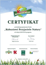 Certyfikat Kubusiowi Przyjaciele Natury